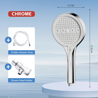 High-Pressure 6-Mode Handheld Shower Head - Rainfall & Massage Spray