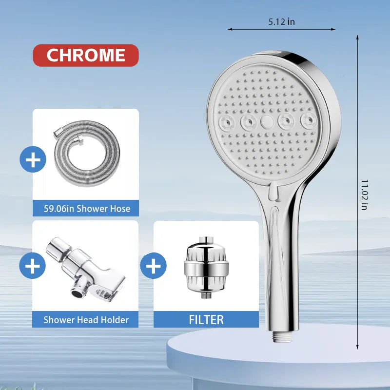 High-Pressure 6-Mode Handheld Shower Head - Rainfall & Massage Spray