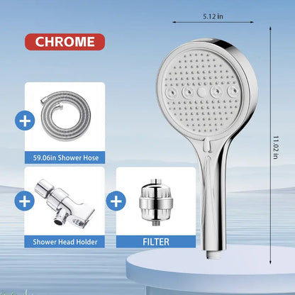 High-Pressure 6-Mode Handheld Shower Head - Rainfall & Massage Spray