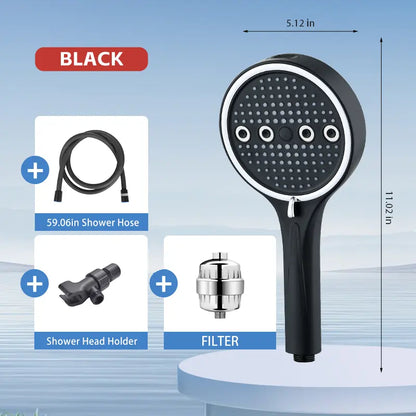High-Pressure 6-Mode Handheld Shower Head - Rainfall & Massage Spray