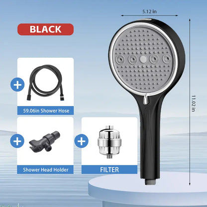 High-Pressure 6-Mode Handheld Shower Head - Rainfall & Massage Spray
